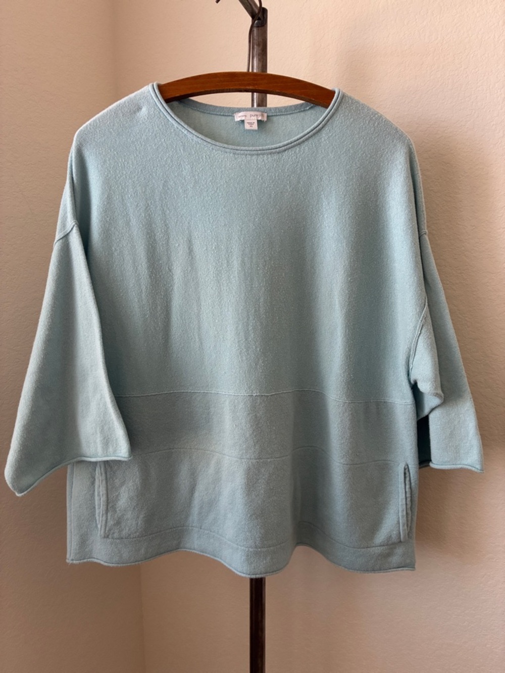 Pure Jill XS Kimono ice blue sweater pocket boxy scandi minimalist oversized